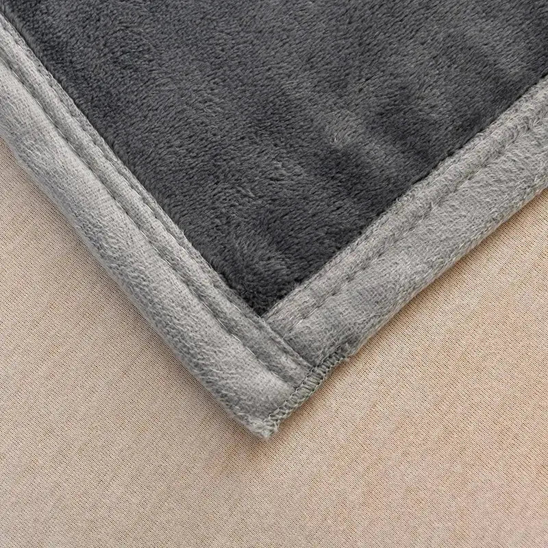 Dark gray and light gray decorbites cozy flannel blanket with soft fuzzy texture and stitched border for living room sofa cover