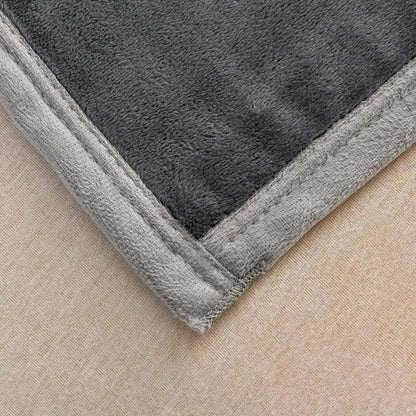 Dark gray and light gray decorbites cozy flannel blanket with soft fuzzy texture and stitched border for living room sofa cover