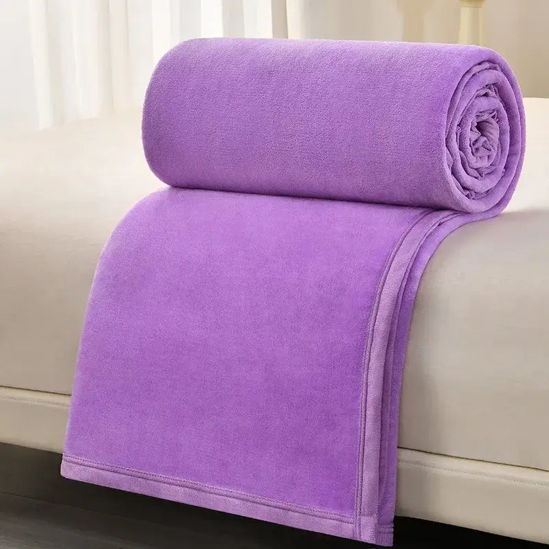 A plush lavender decorbites cozy flannel blanket with soft textured surface and neatly finished edges for sofa cover