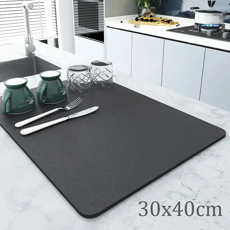 Black textured silicone decorbites coffee mat 30x40cm absorbent kitchen drying mat for decorbites coffee use