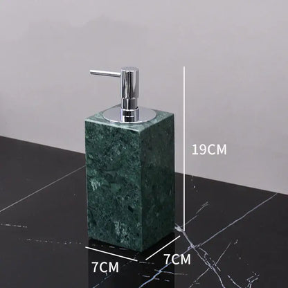 Dark green marble rectangular soap dispenser with polished chrome pump from decorbites dark green bathroom accessory set