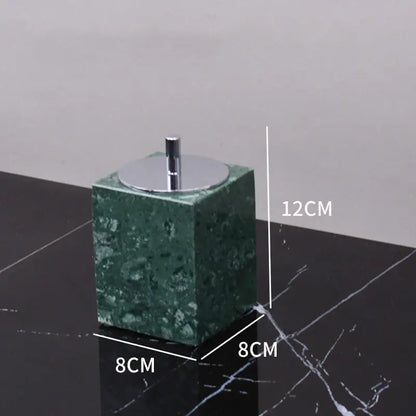 Green marble bathroom square toothbrush holder with polished chrome lid from decorbites dark green marble set