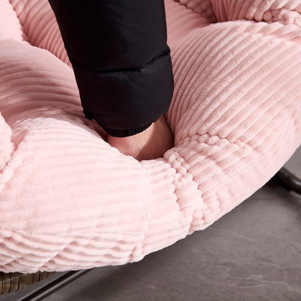 Outdoor-Rattan-Schaukelstuhl, Gepolsterter Kissen-Schaukelstuhl für Terrasse, Wohnzimmer, Patio, Garten, Rosa - Verkauf auf Temu verboten