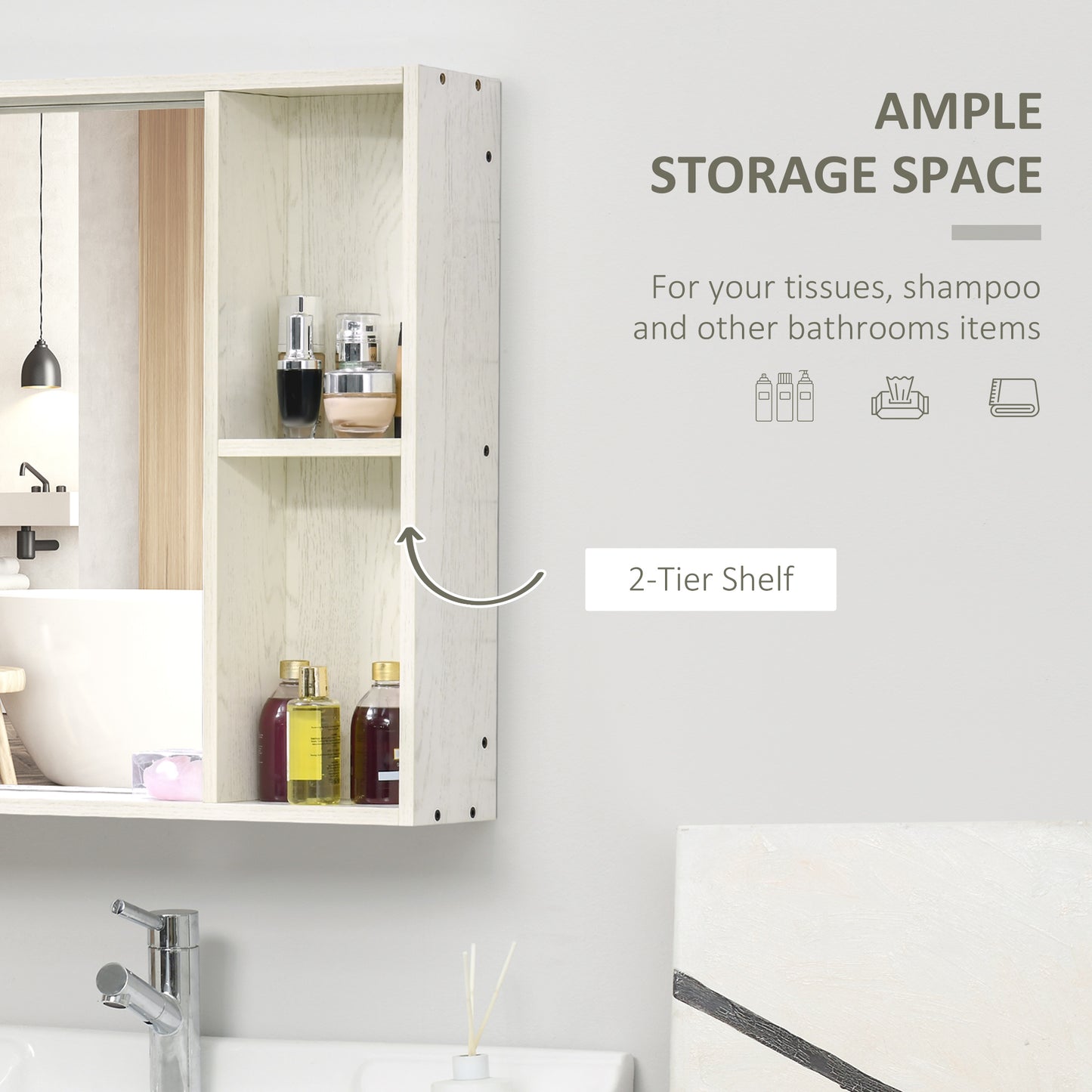24,75" x 25,5" Badezimmer-Medikamentenschrank mit Spiegel