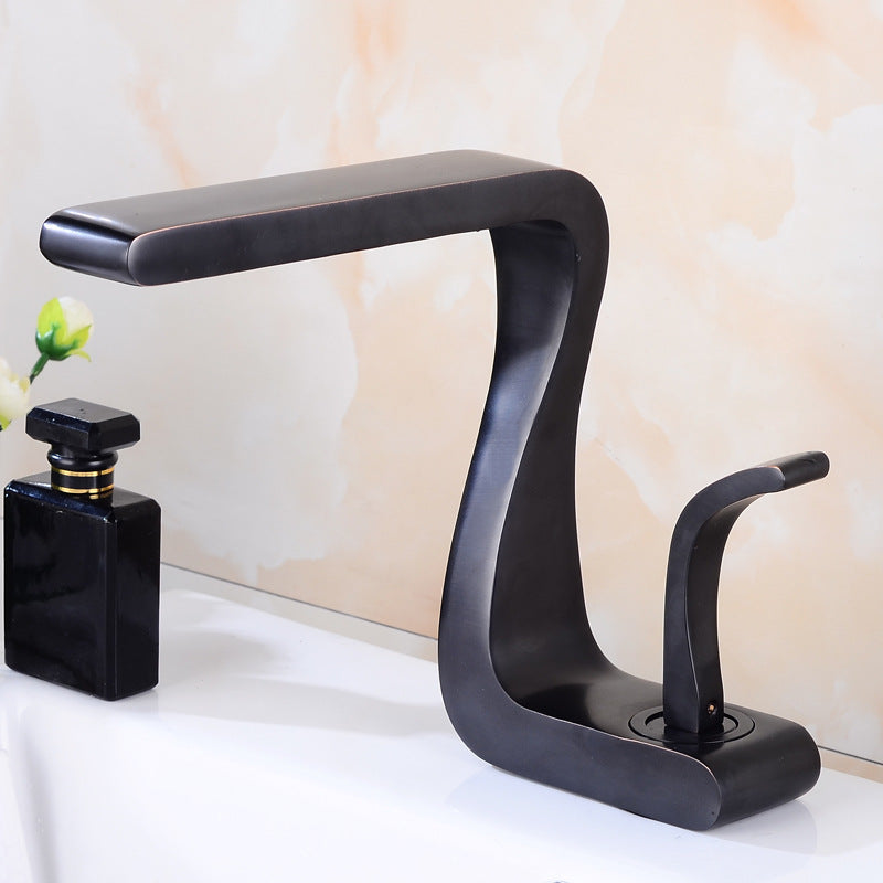 Light Luxury White Gold Color Copper Washbasin Faucet Hot And Cold Bathroom Sink Faucet