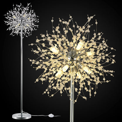 Schlafzimmer Kristall Stehlampe,,69 Zoll Hohe Ständerlampe,Moderne Raum Dekorative Stehlampe,Enthält 32 Feuerwerkskristall Aufhänger, Chrom Finish Nicht verfügbare Plattformen- Welfel