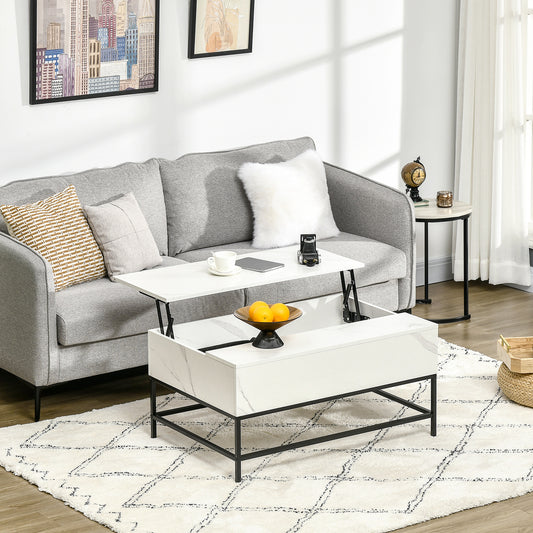 Moderne Couchtisch mit Klappdeckel, verstecktem Stauraum und Beinen