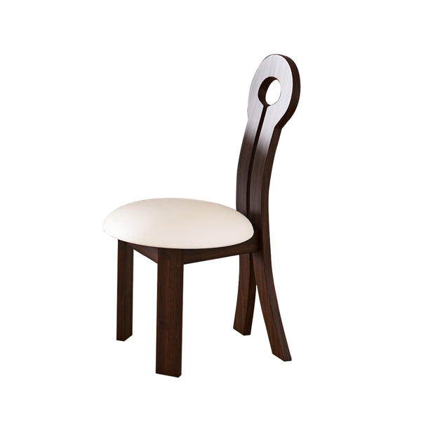 Esszimmerstühle Set aus 2, Hausschlüssel-Design-Stühle, PU-Leder massivholzene Esszimmerstühle mit weißem rundem Sitzkissen für Küchen- und Esszimmer – tiefes Walnussbraun