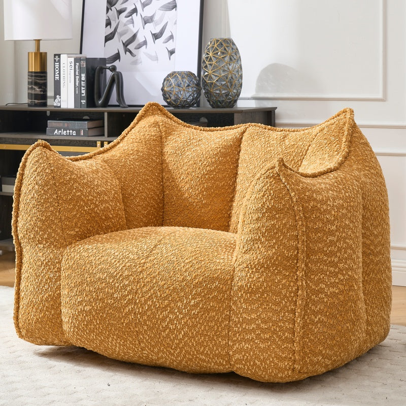 Komprimierter Plüsch-Sitzsack-Sofa-Couch – Mit Hochfestem Schaumstoff Gefüllt, Ultra-Weiches Bouclé-Loungestuhl für Eine oder Zwei Personen, Gemütliches Wohnzimmer-Sitzmöbel zum Lesen, Spielen & Entspannen, Platzsparende Vakuumverpackung