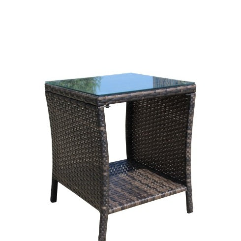 Außenterrassenmöbel 1 Couchtisch mit klarem gehärtetem Glas