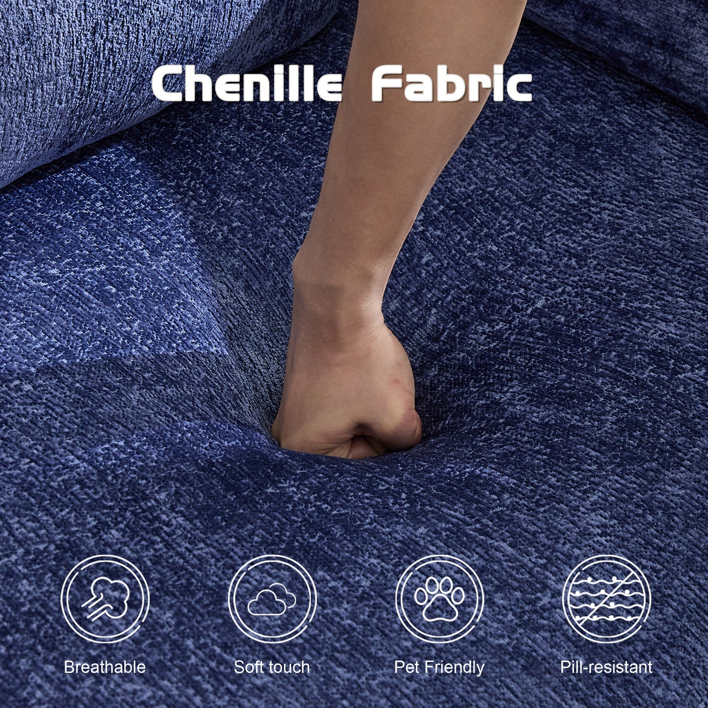Compression Sofa,Convertible Floor Sofa Bed With Fixed-Shape Frame, Boneless Modular Sectional Sofa,No Assembly Required,Chenille Fabric,for Living Room Bedroom,Dark Blue