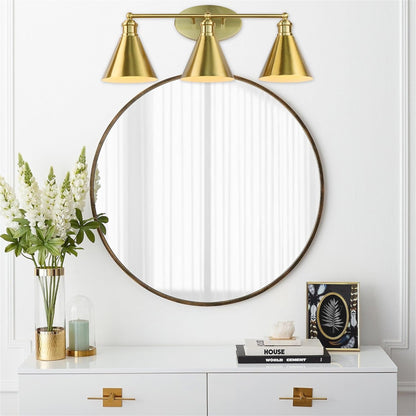 Badezimmer 3-Licht-Beleuchtung Armaturen über dem Spiegel, 24-Zoll Gold Badezimmer Rostschutz-Wandlampe für Badezimmer Dusche Toilette E26 Glühbirnen
