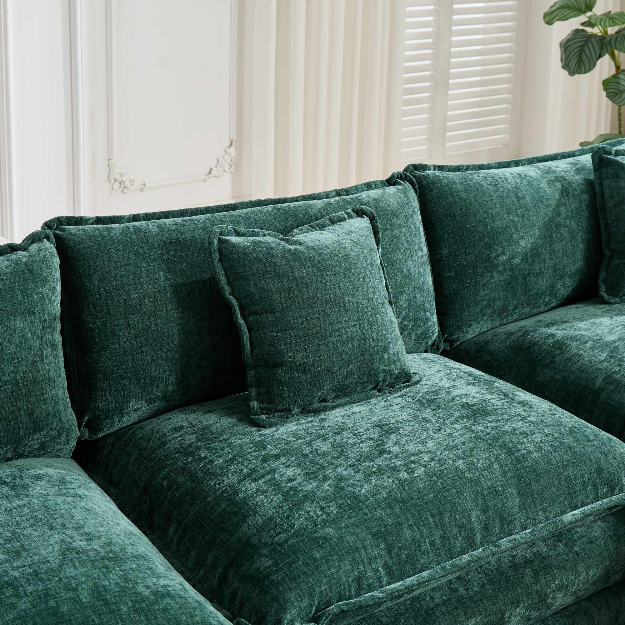 Green Chenille Double Sofa