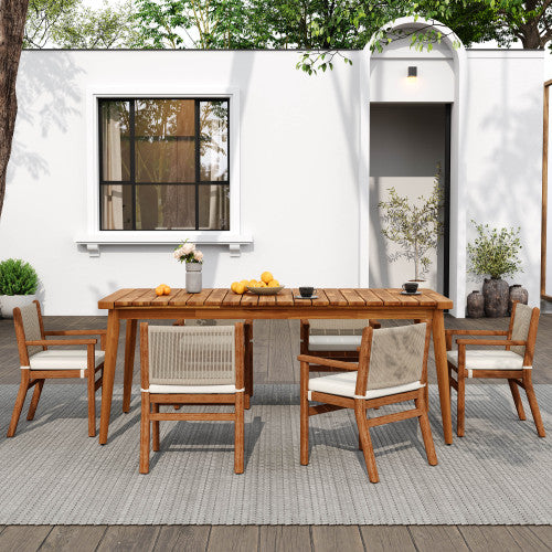 Akazienholz-Esstisch für 8 Personen, Outdoor-Tisch, Farmhaus-Möbel für Terrasse, Garten, Hinterhof, Teak 180 LBS Tragfähigkeit 72L