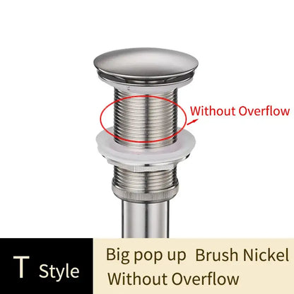 Decorbites brass bathroom decorative tree motif gold pop-up drain with brush nickel t-style body for bathroom sink