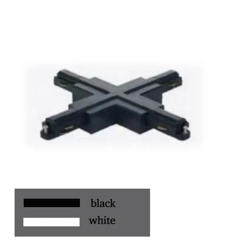 Black cross-shaped aluminum track rail spotlight fitting for modern kitchen rail spotlight system
