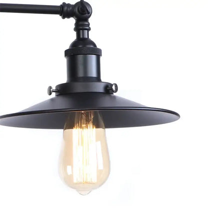 Industrial vintage black 2-head led wall lamp with matte metal shade and exposed Edison bulb for living room use