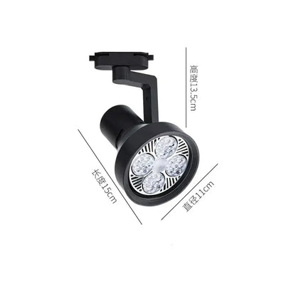 Modern black and white 35w led ceiling spot light with four black track led bulbs arranged in a circular pattern