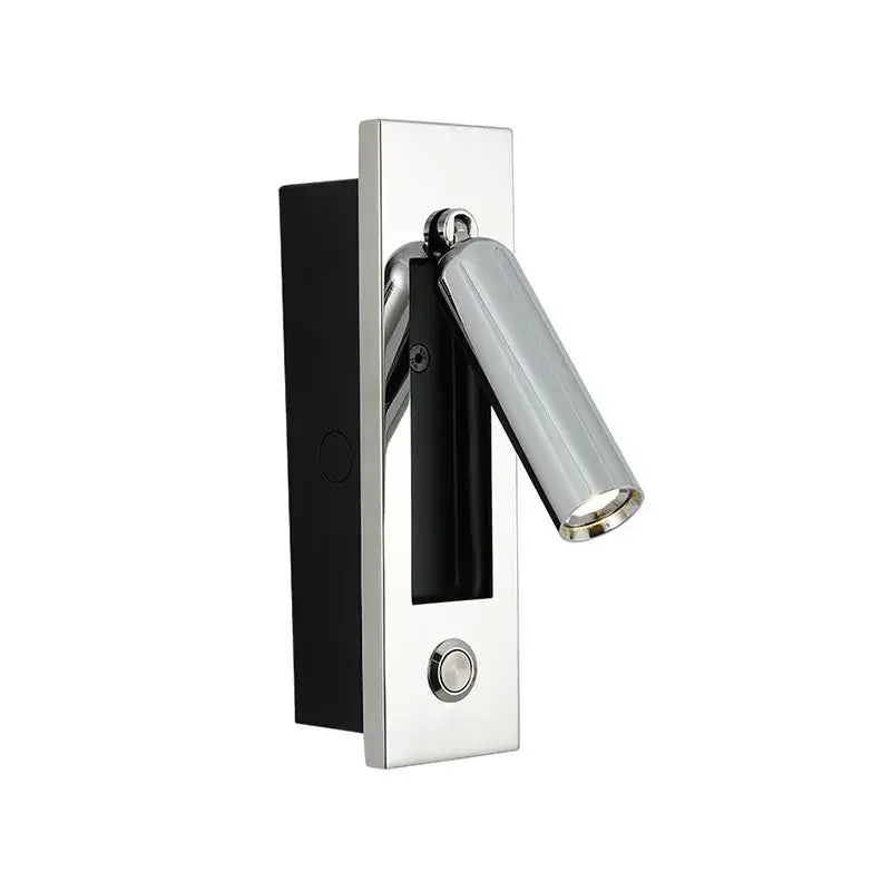 Modern brass and black led mounted headboard wall light with chrome finish decorbites 3w led spotlight and black panel