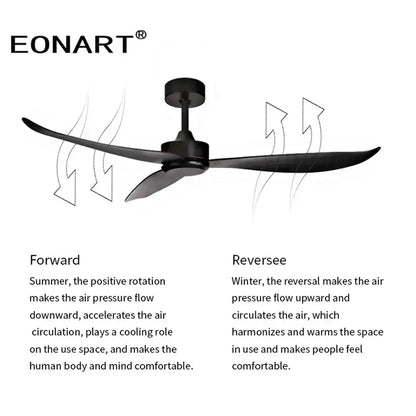 Modern black and dark brown ceiling fan with remote control featuring sleek plastic blade ceiling for living room use
