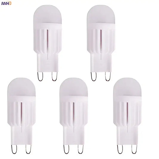 Decorbites 5pcs dimmable led g9 bulb with frosted glass cover dual-pin base warm white 1.5w 110v-220v
