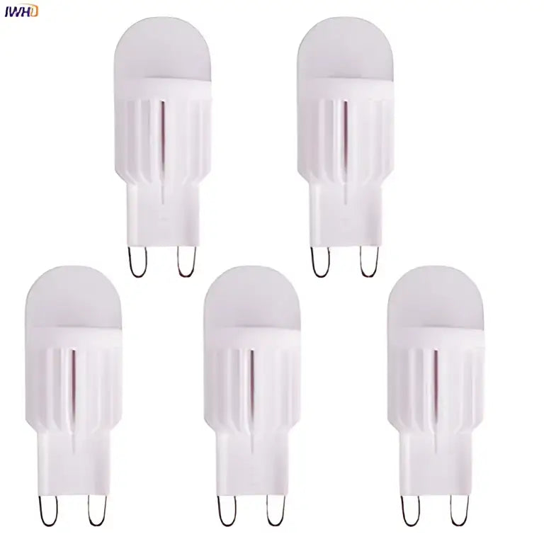 Decorbites 5pcs dimmable led g9 bulb with frosted glass cover dual-pin base warm white 1.5w 110v-220v