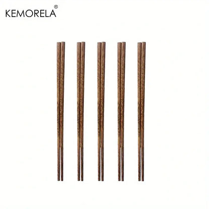 Set of five kemorela decorbites natural wooden chopsticks with wood grain for an enhanced dining experience