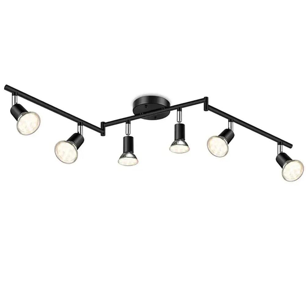 Black metal ceiling light decorbites™ 6 head led adjustable angle spot lamp with five spotlights for living room or bedroom