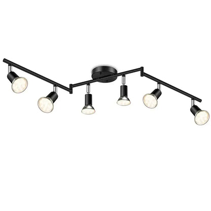 Black metal ceiling light decorbites™ 6 head led adjustable angle spot lamp with five spotlights for living room or bedroom