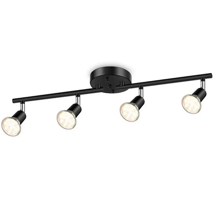 Black modern DecorBites 6 head LED ceiling light with four adjustable angle spot lamps for living room and bedroom use
