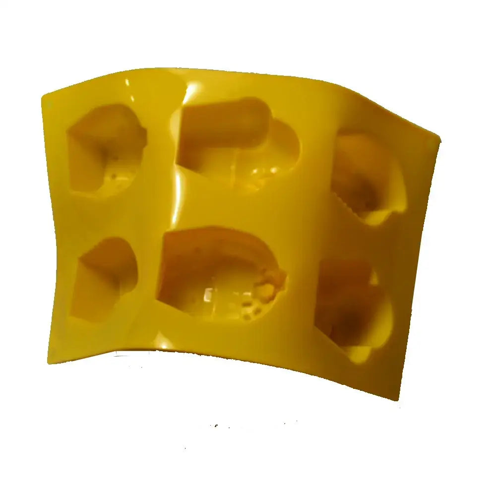 Yellow silicone ice cream tray shaped like swiss cheese wedge for ice cream cake and chocolate mold by decorbites