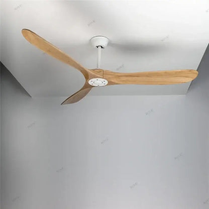 Modern ceiling fan with three light-colored wooden blades and white hub by decorbites vintage wood ceiling fan model
