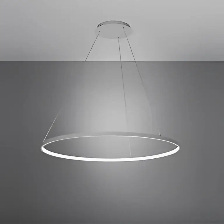 Decorbites 60cm circular led pendant light with a sleek white led ring and chrome mount for dining and living rooms
