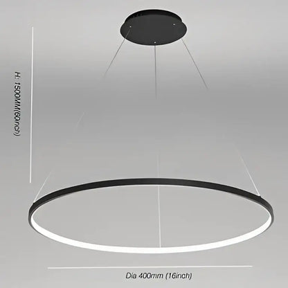 Decorbites 60cm circular led pendant light black circular led ceiling light with sleek modern design for dining room
