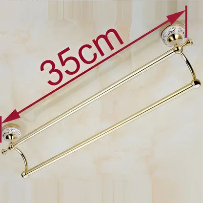 Decorbites 60cm double towel bar with gold ceramic finish and decorative knobs for bathroom accessories