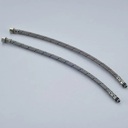 Decorbites™ 60cm stainless steel plumbing hose with two metallic braided connectors for hot and cold water use