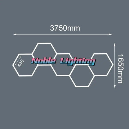 Noble lighting led hexagrid hexagonal wall light fixture with white outlined geometric design for workshop gym studio
