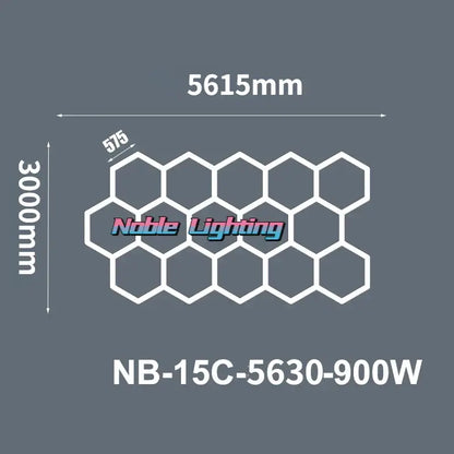 White led hexagrid lighting panel noble lighting nb-15c-5630-900w 6500k led hexagrid for workshop studio gym