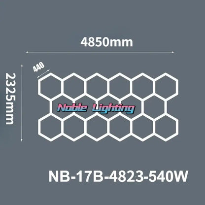 White hexagonal led hexagrid panel for DecorBites™ noble lighting model nb-17b-4823-540w 6500k led hexagrid system