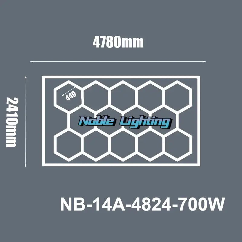 Noble lighting nb-14a-4824-700w led panel light with white honeycomb grid in 6500k led hexagrid system for studios