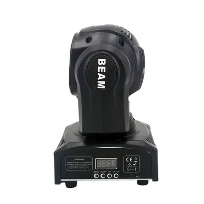 Black beam brand DecorBites 65W RGBW 4in1 beam moving head light with sleek angular design and digital display base