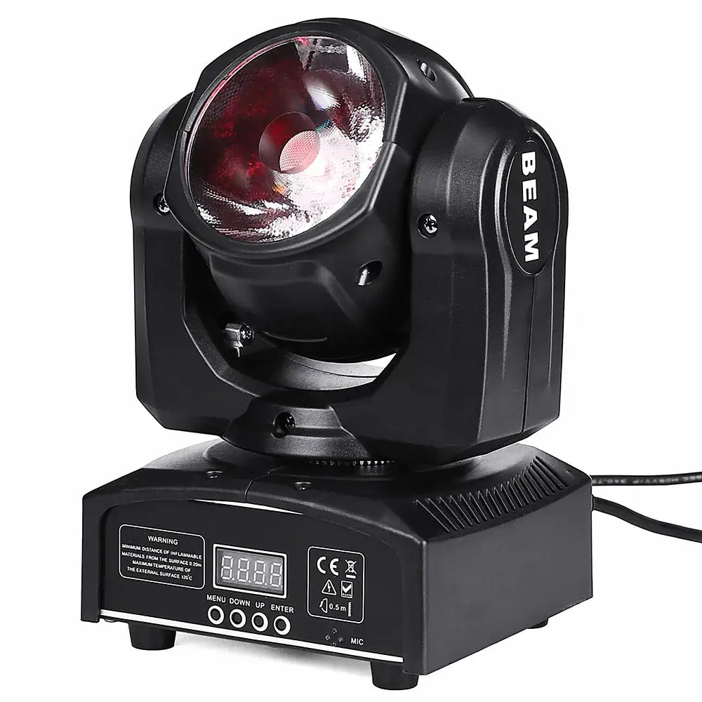 Black beam brand decorbites 65w rgbw 4in1 beam moving head light with red lens and digital display on base