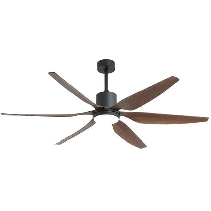 Modern decorbites™ 66 ceiling fan with five dark brown wooden blades, matte black housing, ceiling fan light, and remote control