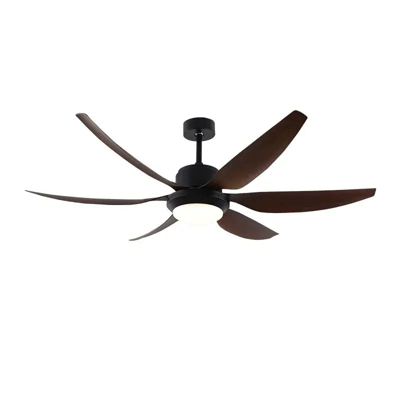 Modern DecorBites™ 66 inch nordic industrial ceiling fan with five dark brown wooden blades, black housing, LED light, and remote control