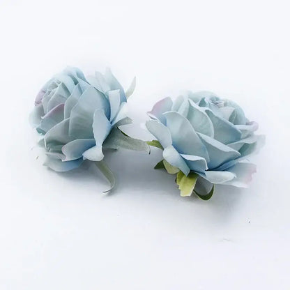Two delicate light blue artificial flowers with lavender undertones and green stems decorbites™ 6cm roses head