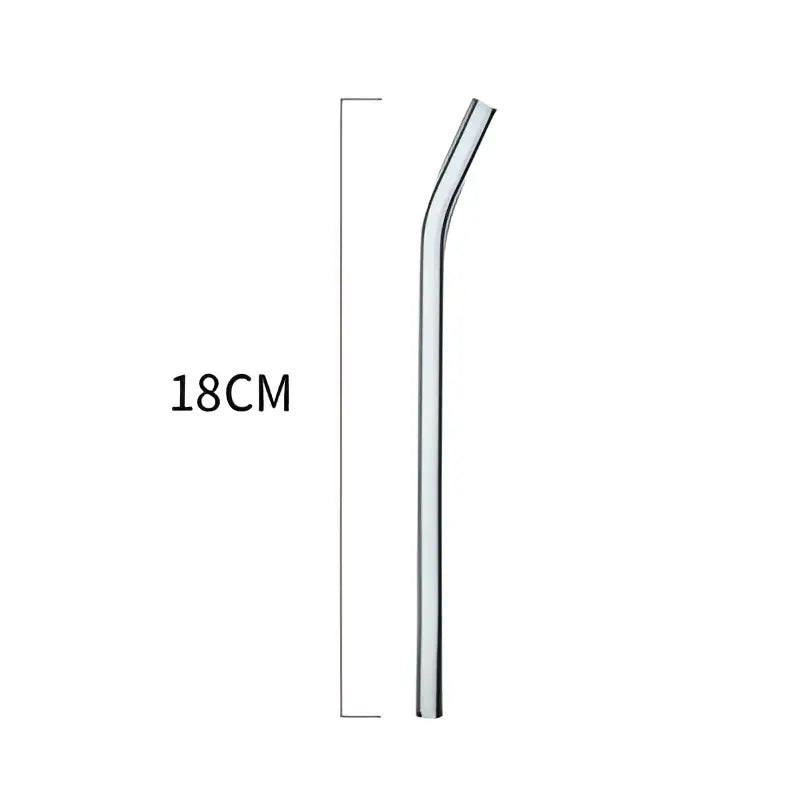 A sleek 18cm long stainless steel curved juice straw from decorbites with a heat-resistant and transparent design