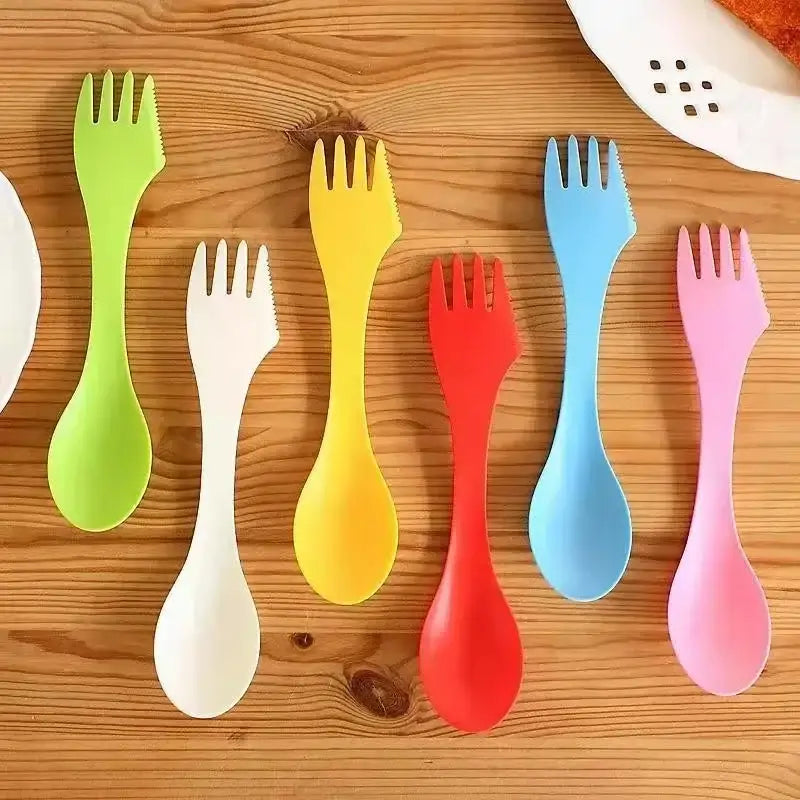 Decorbites™ 6pcs outdoor spork set of colorful multi-functional plastic utensils for camping hiking and picnic use