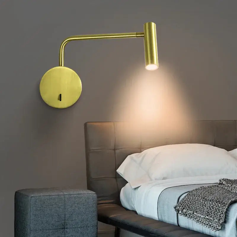 Decorbites 6w modern led wall lamp with gold finish adjustable arm and circular base for home and hotel reading light