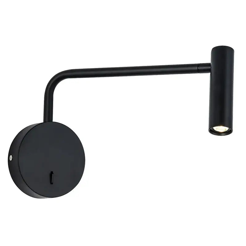Black matte-finished decorbites™ modern led wall lamp with adjustable reading light and sleek cylindrical head