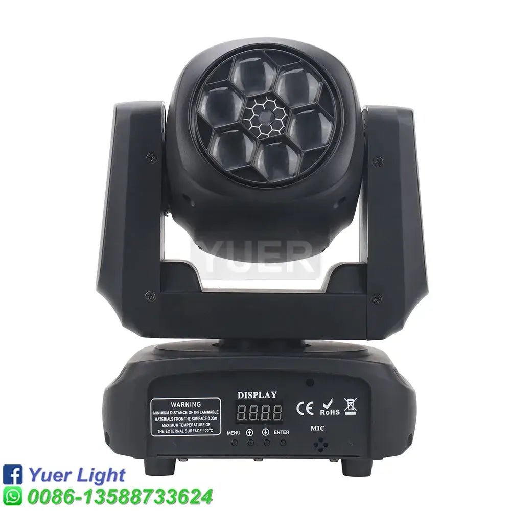 Black yuer light led moving head spotlight with hexagonal lens array and control panel for 6x15w rgbw bee eye stage use